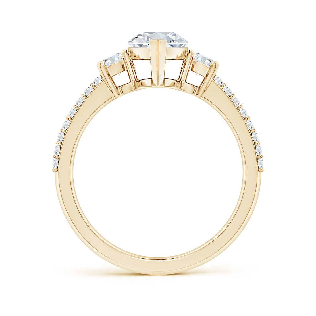 Lab-Grown Marquise Diamond Side Stone Knife-Edge Shank Engagement Ring