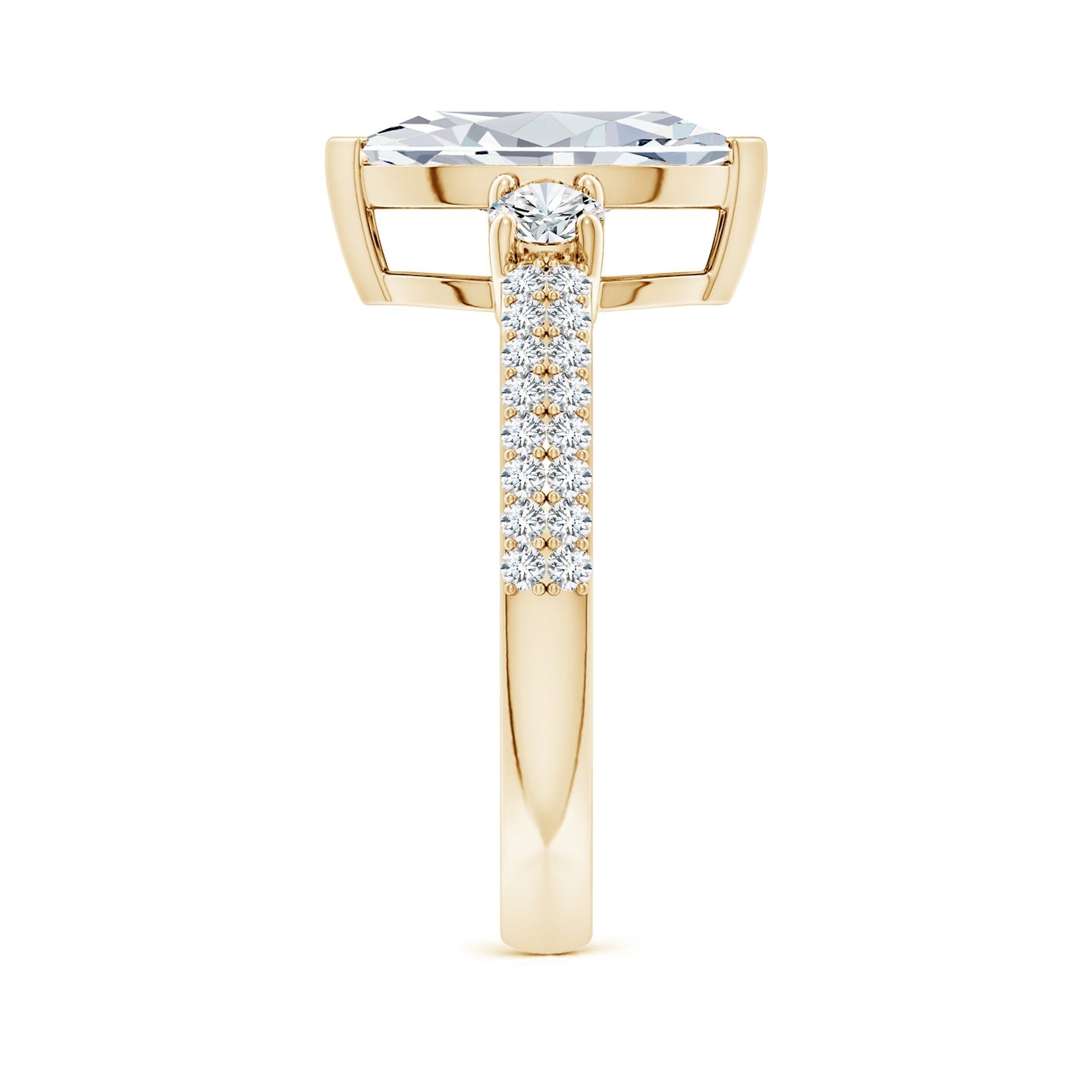 Lab-Grown Marquise Diamond Side Stone Knife-Edge Shank Engagement Ring