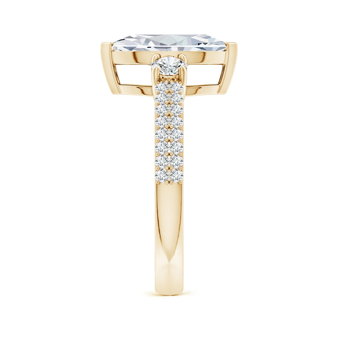 Lab-Grown Marquise Diamond Side Stone Knife-Edge Shank Engagement Ring