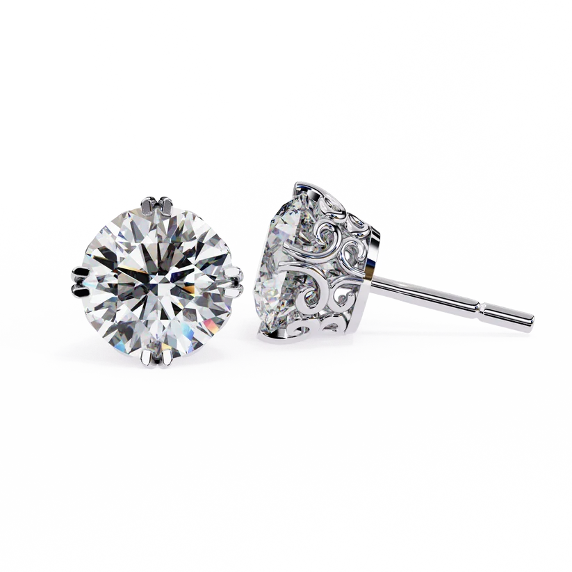 Aurelia Round-Cut Diamond Solitaire Stud Earrings