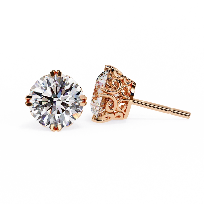 Aurelia Round-Cut Diamond Solitaire Stud Earrings