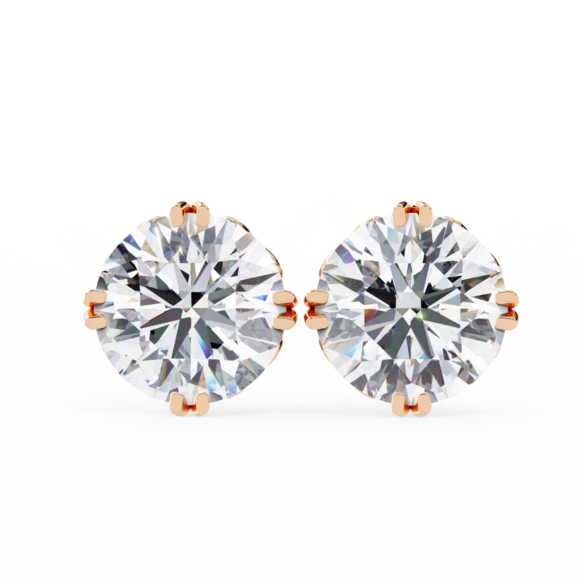 Aurelia Round-Cut Diamond Solitaire Stud Earrings