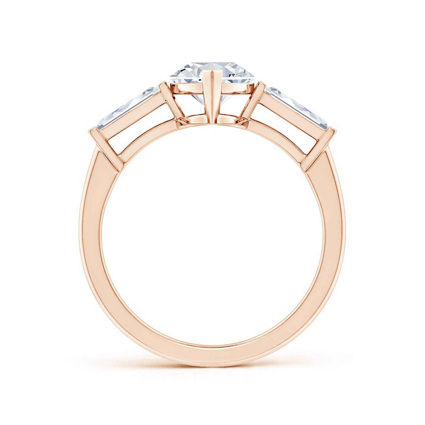 Lab-Grown Marquise And Tapered Baguette Diamond Side Stone Engagement Ring