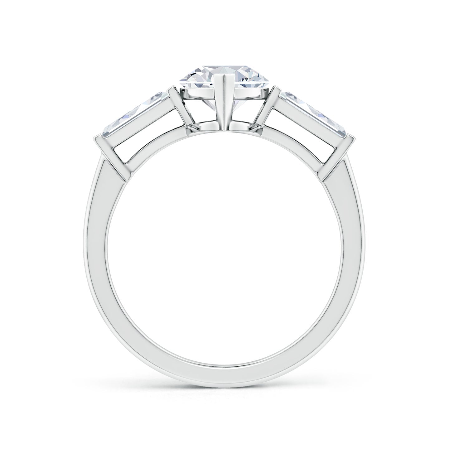 Lab-Grown Marquise And Tapered Baguette Diamond Side Stone Engagement Ring