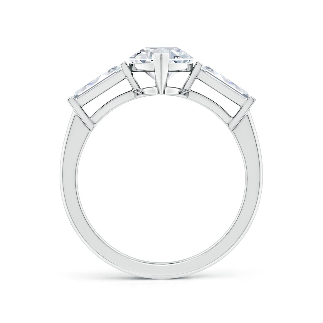 Lab-Grown Marquise And Tapered Baguette Diamond Side Stone Engagement Ring
