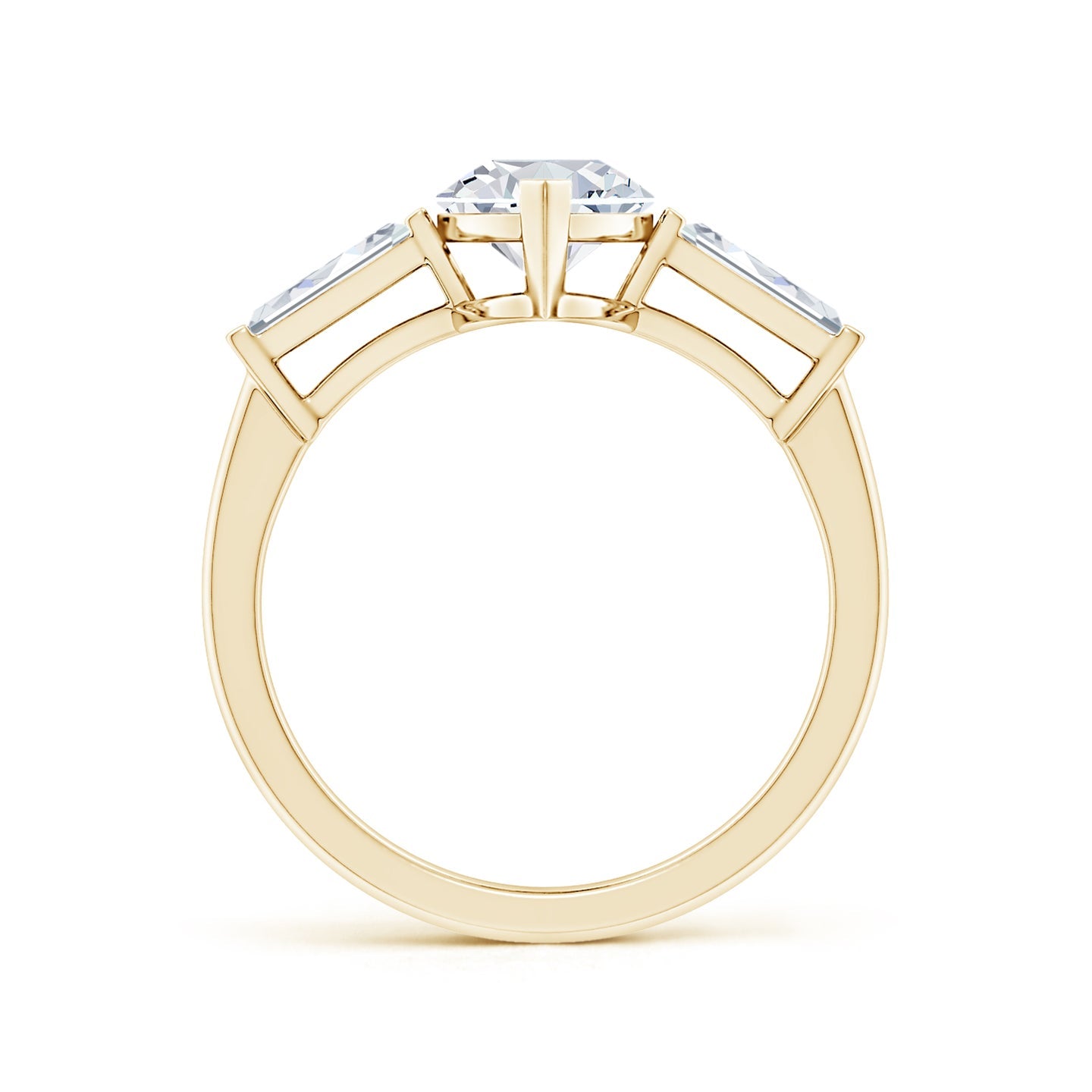 Lab-Grown Marquise And Tapered Baguette Diamond Side Stone Engagement Ring