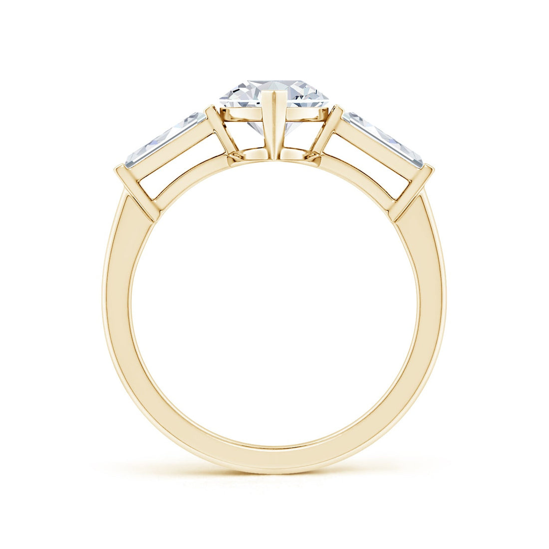 Lab-Grown Marquise And Tapered Baguette Diamond Side Stone Engagement Ring