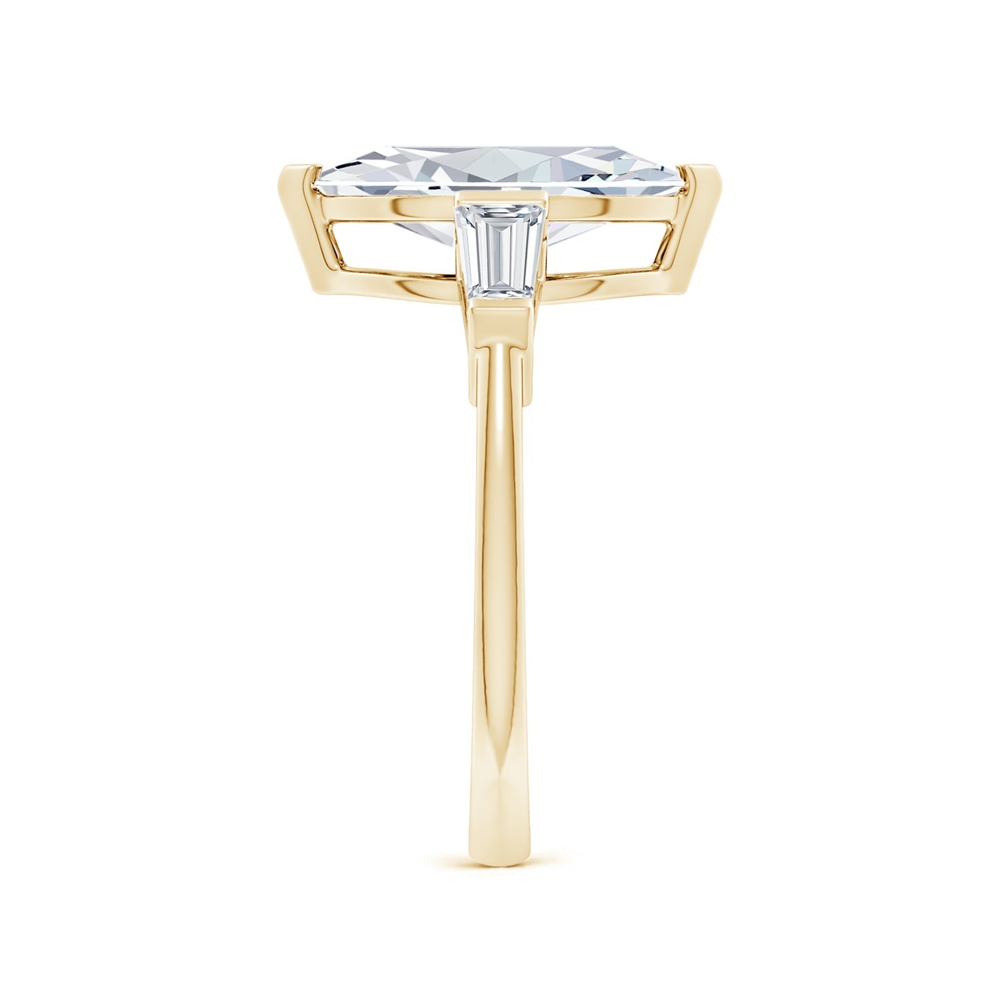 Lab-Grown Marquise And Tapered Baguette Diamond Side Stone Engagement Ring