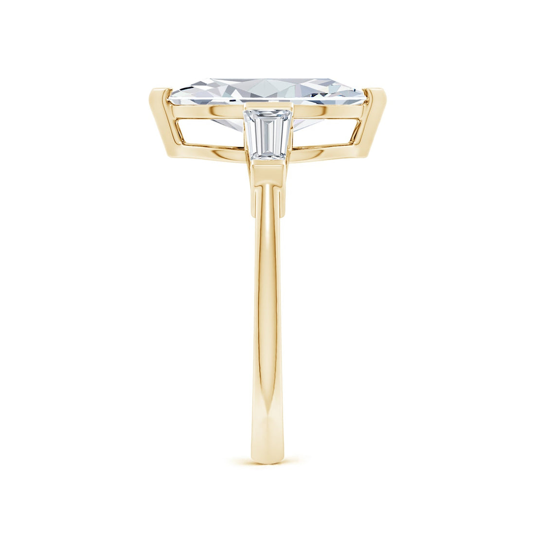 Lab-Grown Marquise And Tapered Baguette Diamond Side Stone Engagement Ring