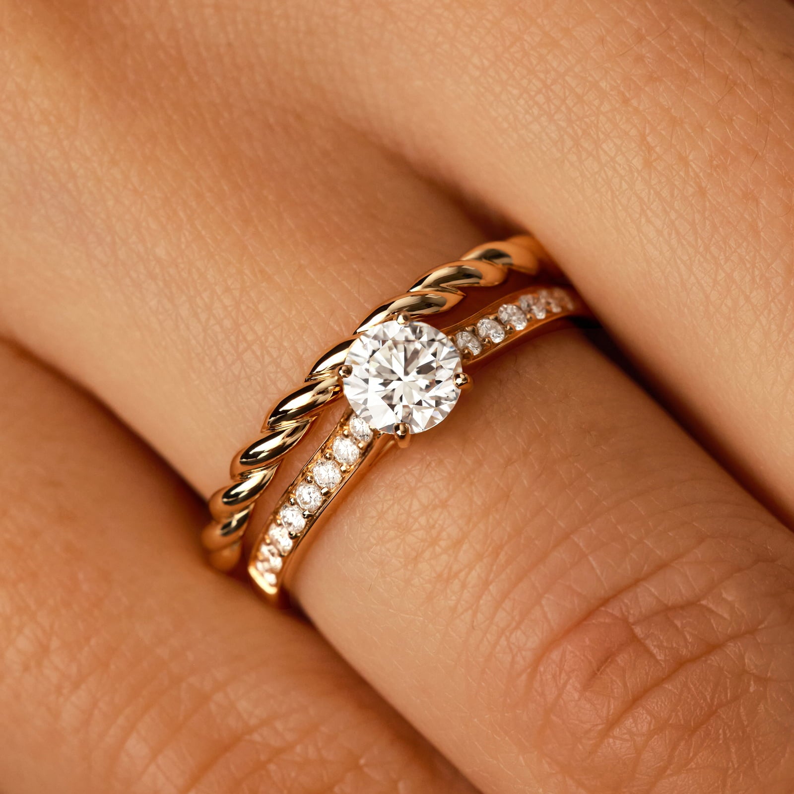 Twisted Rope Double Helix Eternity Band in Yellow Gold