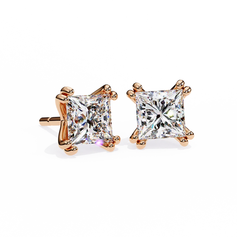Aurelia Princess-Cut Diamond Stud Earrings ✨