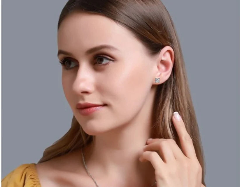 Aurelia Princess-Cut Diamond Stud Earrings ✨