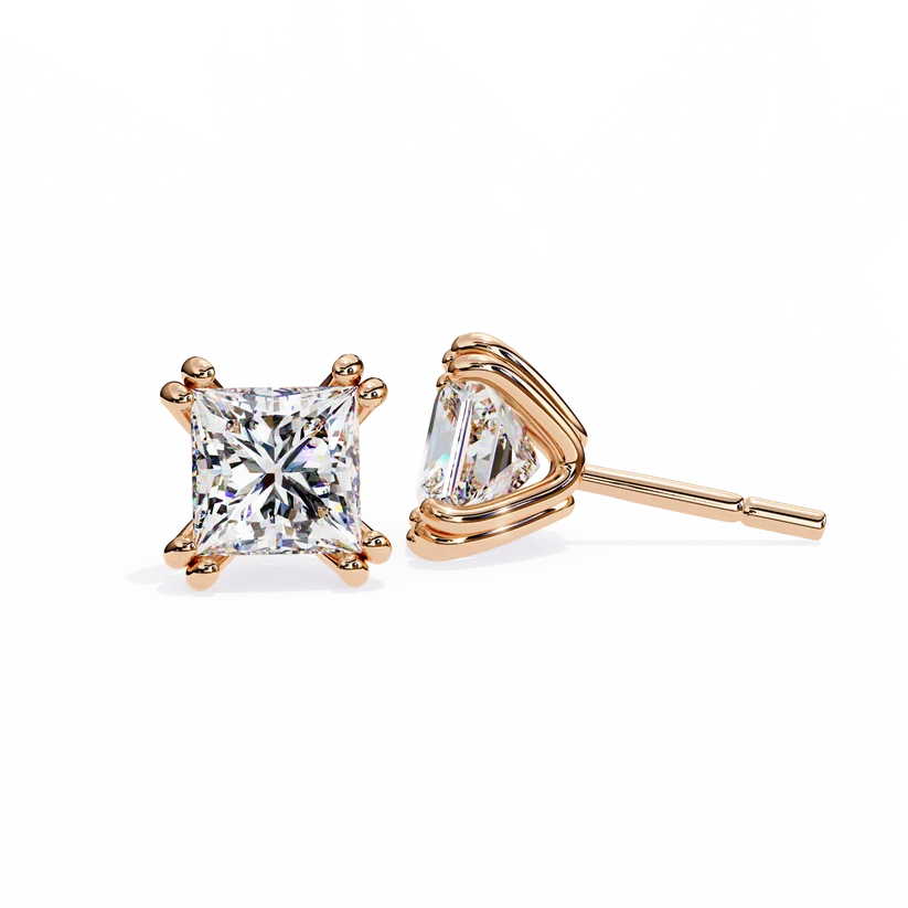 Aurelia Princess-Cut Diamond Stud Earrings ✨