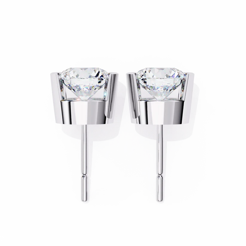 Aurelia Round Brilliant-Cut Diamond Bezel Stud Earrings ✨