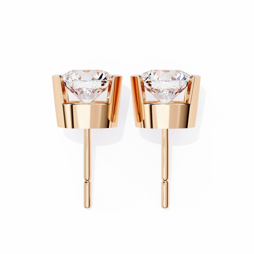 Aurelia Round Brilliant-Cut Diamond Bezel Stud Earrings ✨