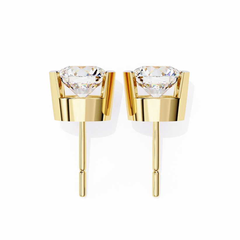 Aurelia Round Brilliant-Cut Diamond Bezel Stud Earrings ✨