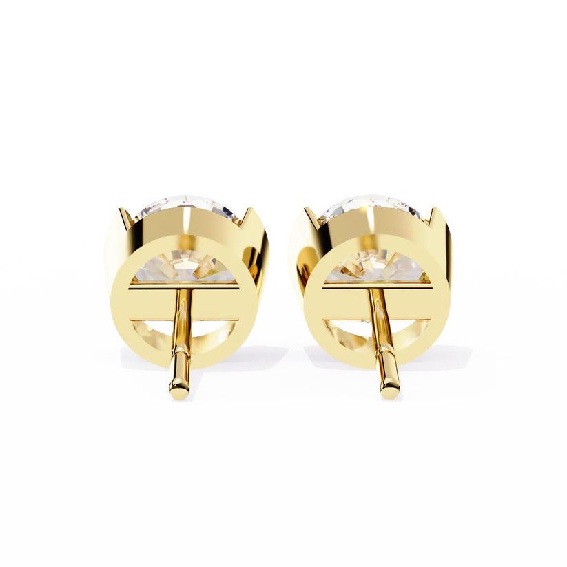 Aurelia Round Brilliant-Cut Diamond Bezel Stud Earrings ✨