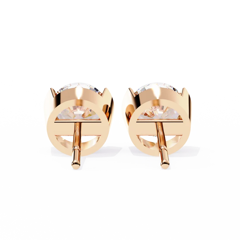 Aurelia Round Brilliant-Cut Diamond Bezel Stud Earrings ✨