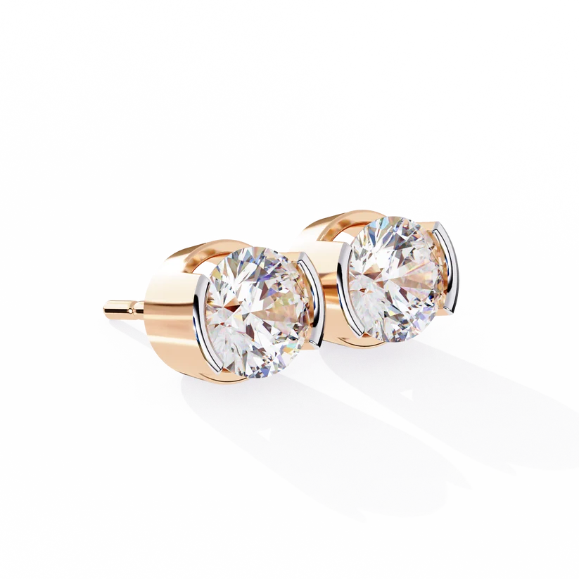 Aurelia Round Brilliant-Cut Diamond Bezel Stud Earrings ✨