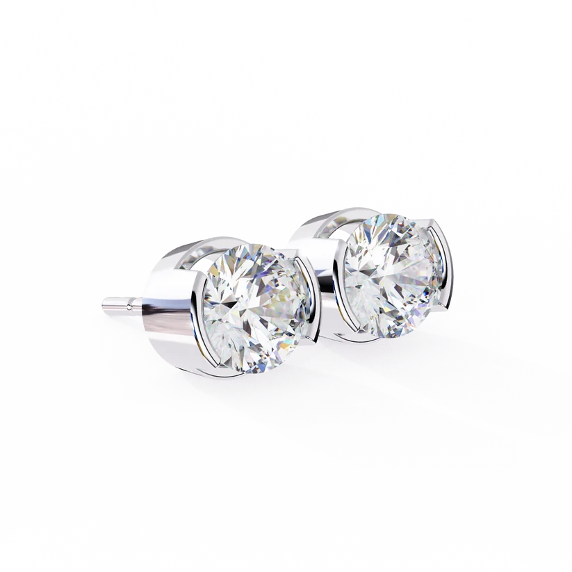 Aurelia Round Brilliant-Cut Diamond Bezel Stud Earrings ✨