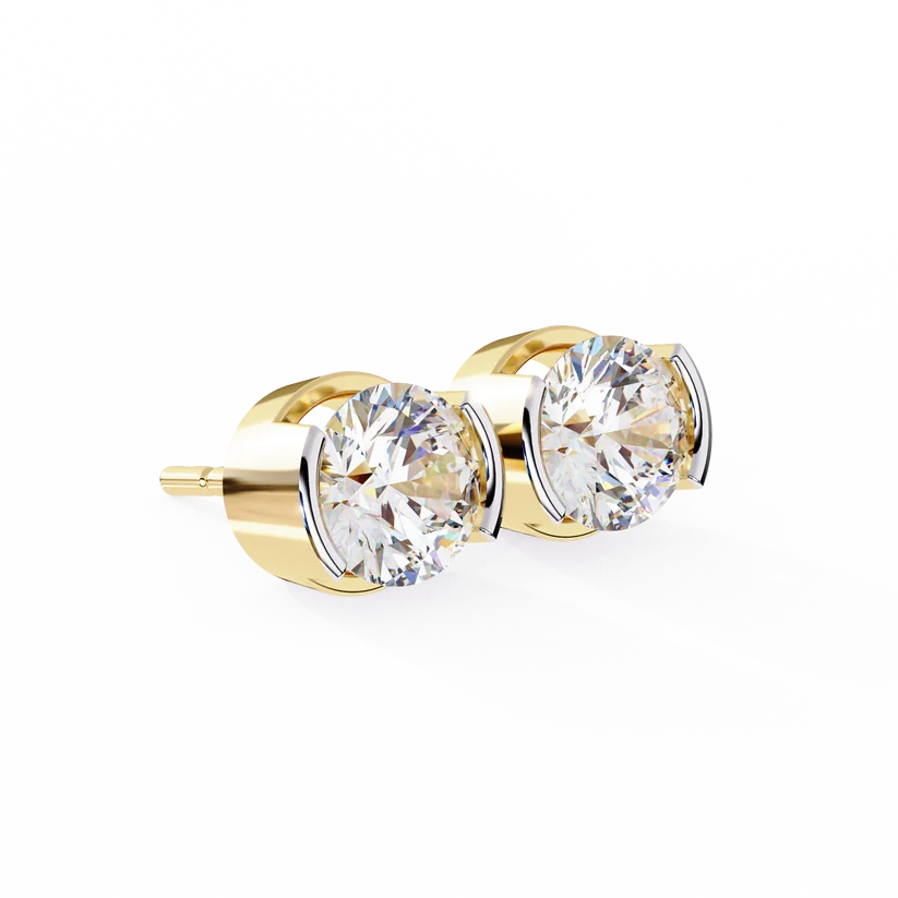 Aurelia Round Brilliant-Cut Diamond Bezel Stud Earrings ✨