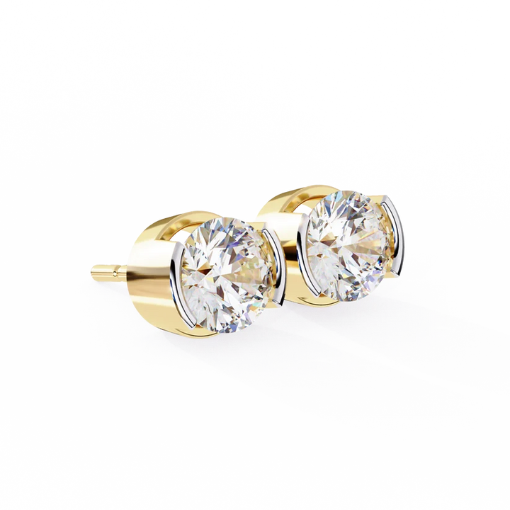 Aurelia Round Brilliant-Cut Diamond Bezel Stud Earrings ✨