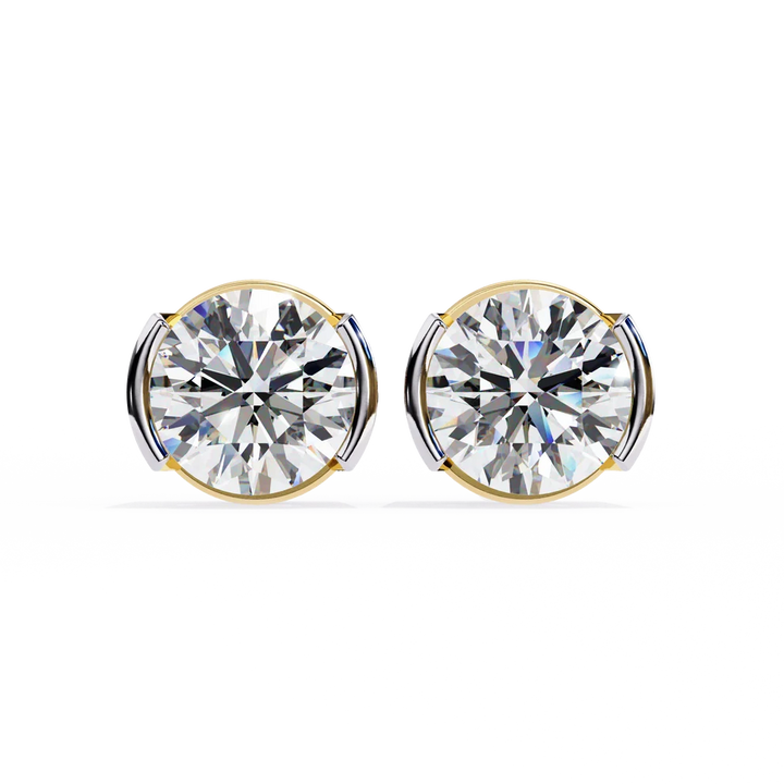Aurelia Round Brilliant-Cut Diamond Bezel Stud Earrings ✨