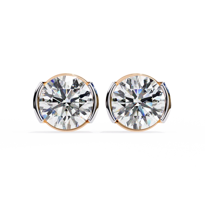 Aurelia Round Brilliant-Cut Diamond Bezel Stud Earrings ✨