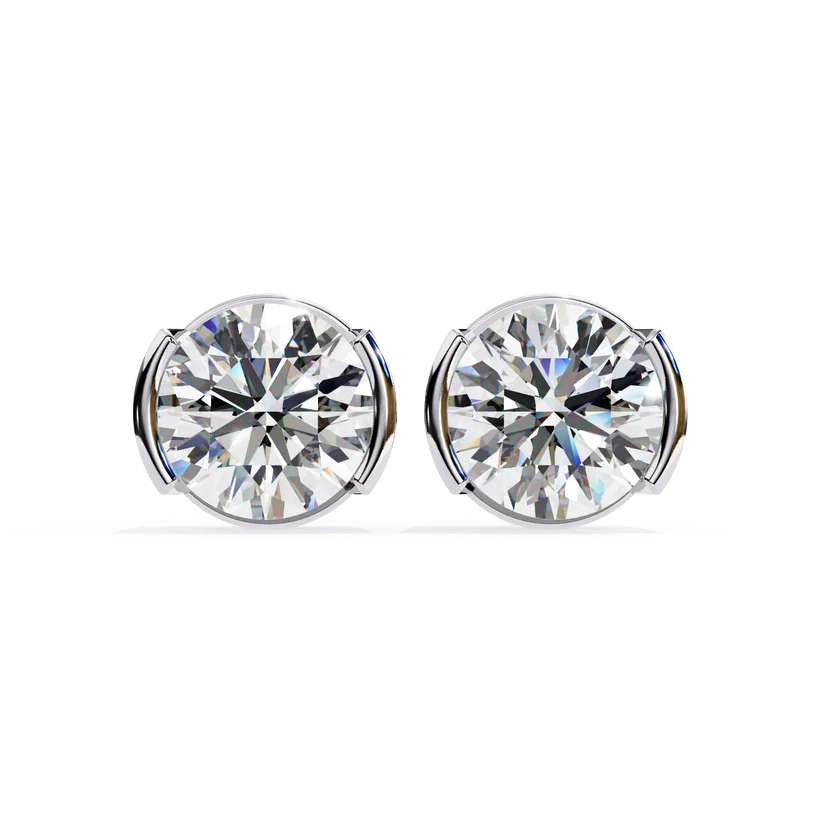 Aurelia Round Brilliant-Cut Diamond Bezel Stud Earrings ✨