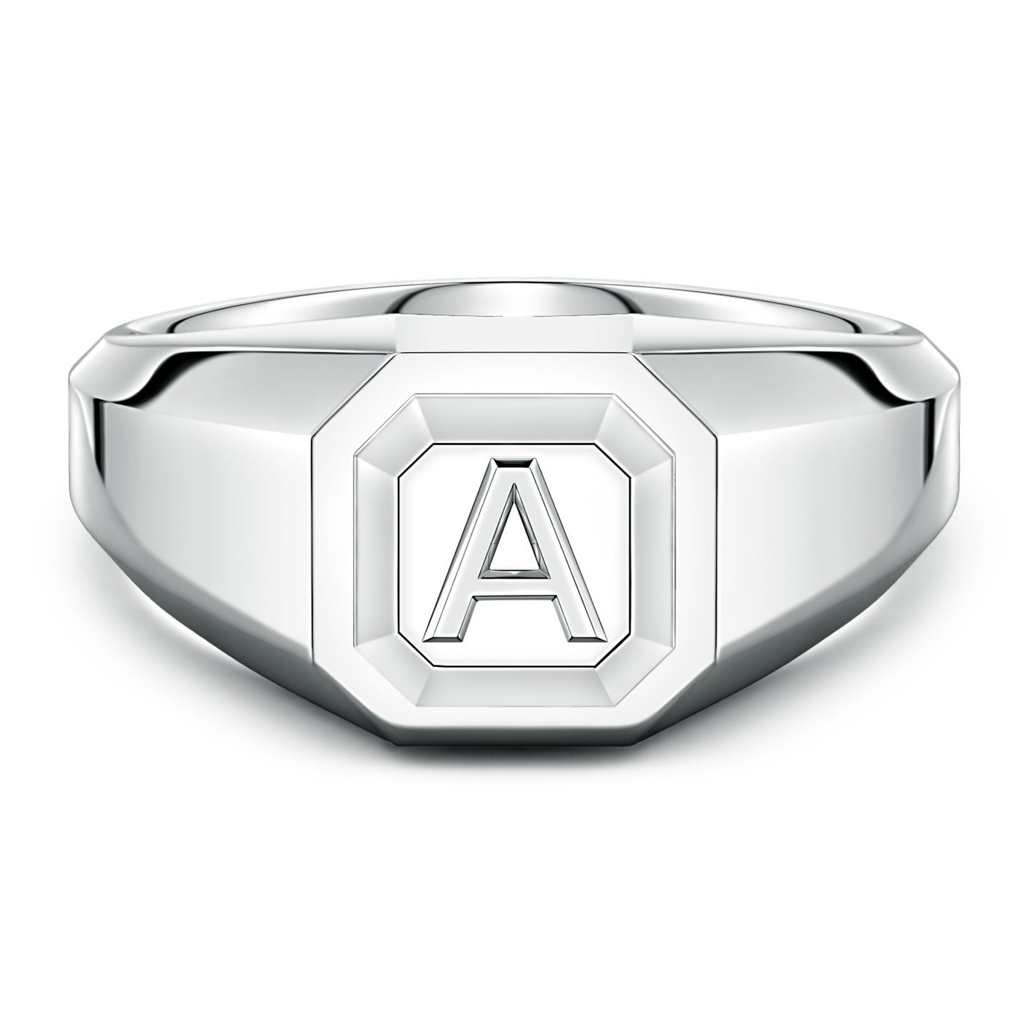 Men's Capital 'A' to 'Z' Alphabet Signet Ring