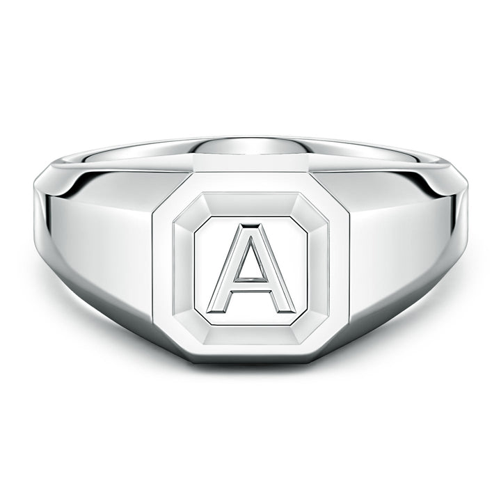 Men's Capital 'A' to 'Z' Alphabet Signet Ring