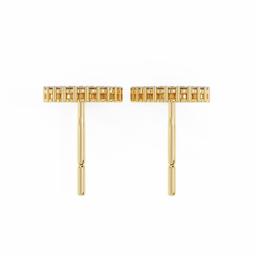 Diamond Pave Circle Hoop Stud Earrings in Gold