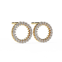 Diamond Pave Circle Hoop Stud Earrings in Gold