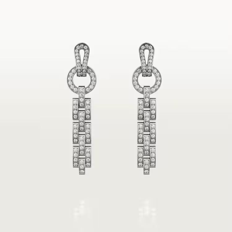 Geometric Link Diamond Drop Earrings