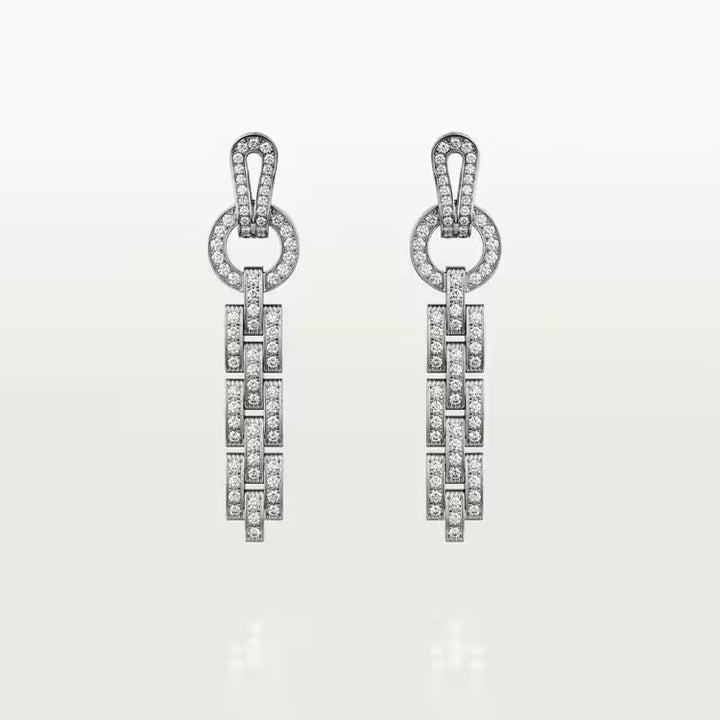Geometric Link Diamond Drop Earrings