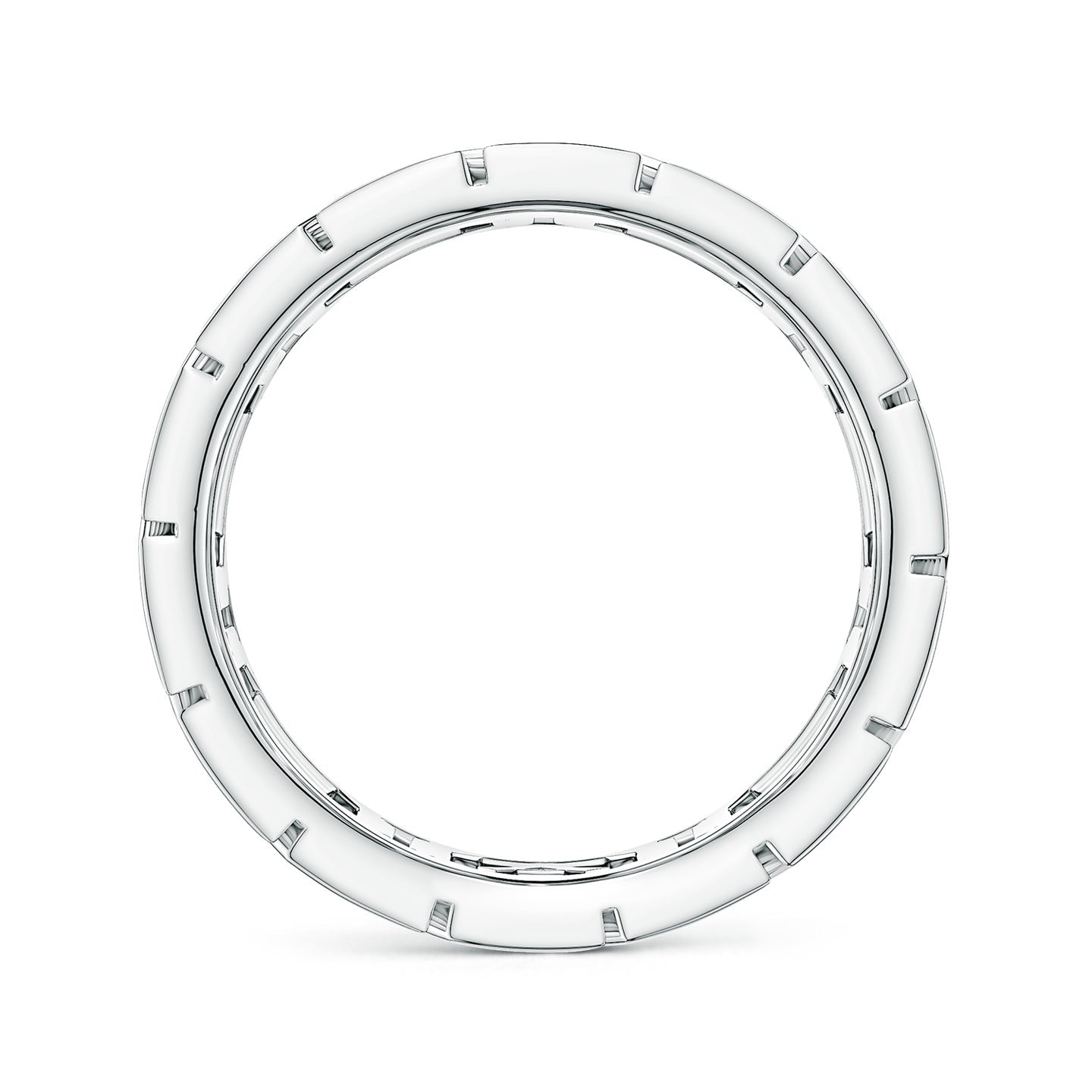 Pave-Set Lab-Grown Diamond Men's Octagon-Shaped Link Ring