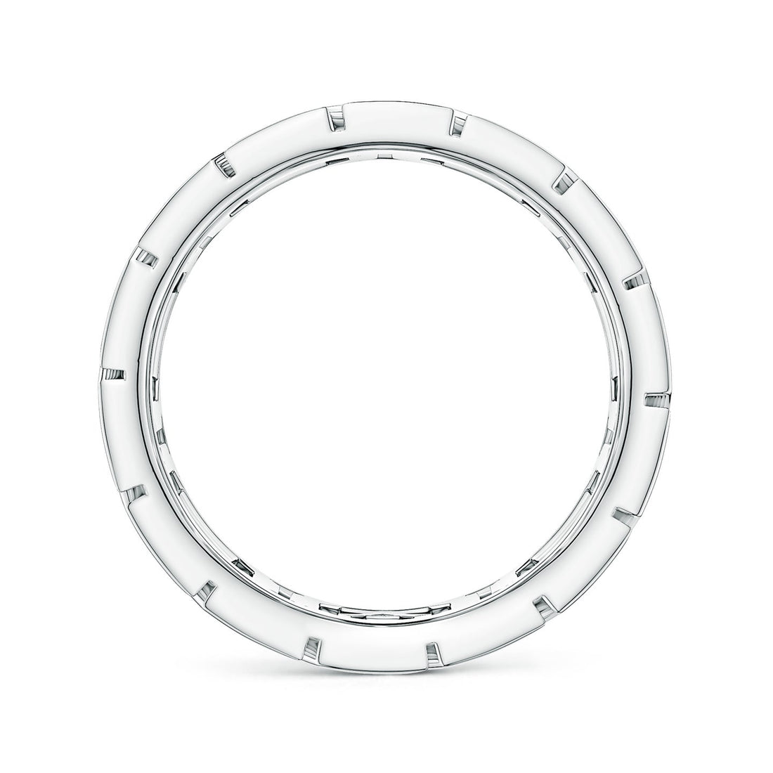 Pave-Set Lab-Grown Diamond Men's Octagon-Shaped Link Ring