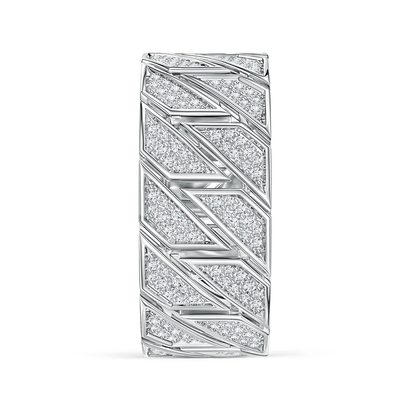 Pave-Set Lab-Grown Diamond Men's Octagon-Shaped Link Ring