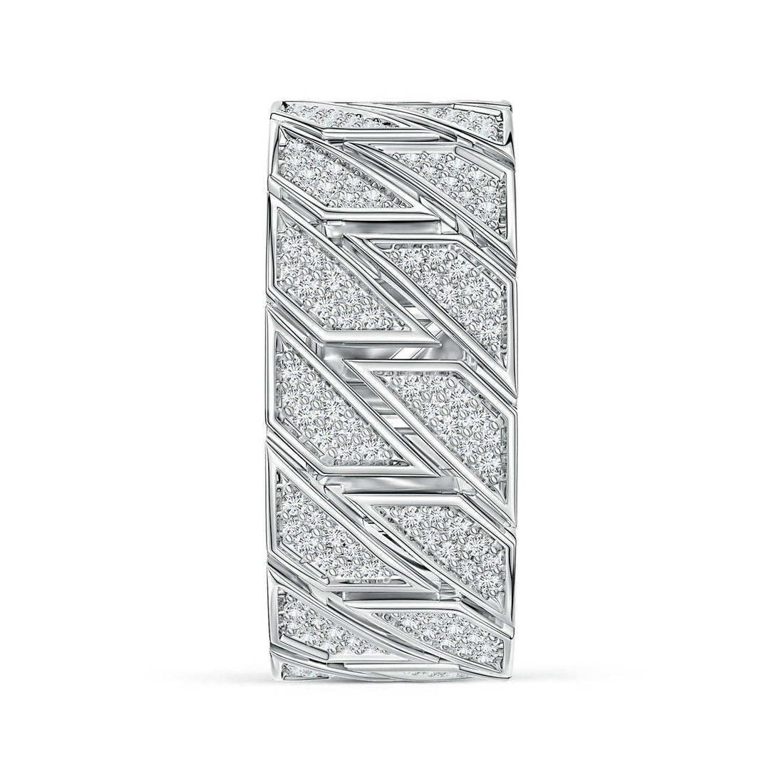 Pave-Set Lab-Grown Diamond Men's Octagon-Shaped Link Ring
