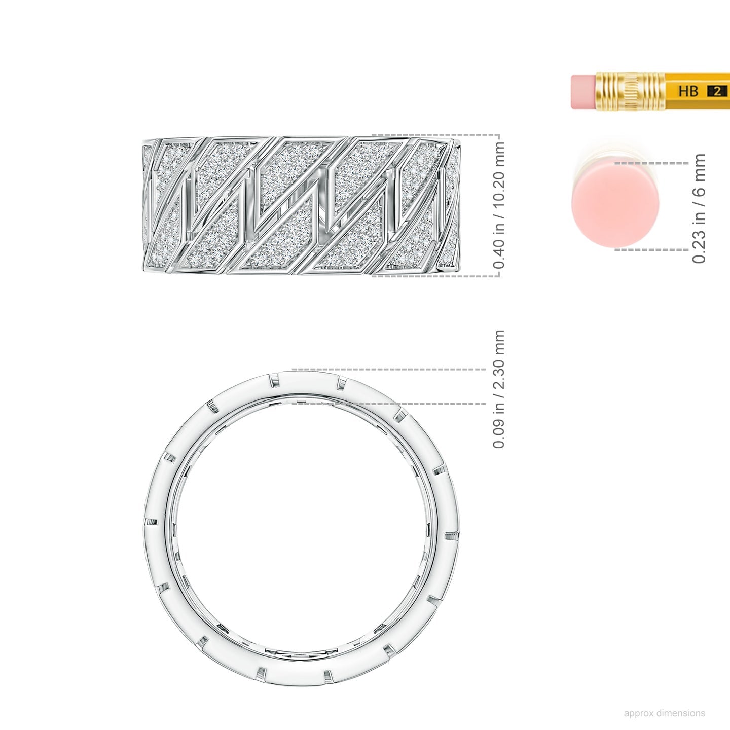 Pave-Set Lab-Grown Diamond Men's Octagon-Shaped Link Ring