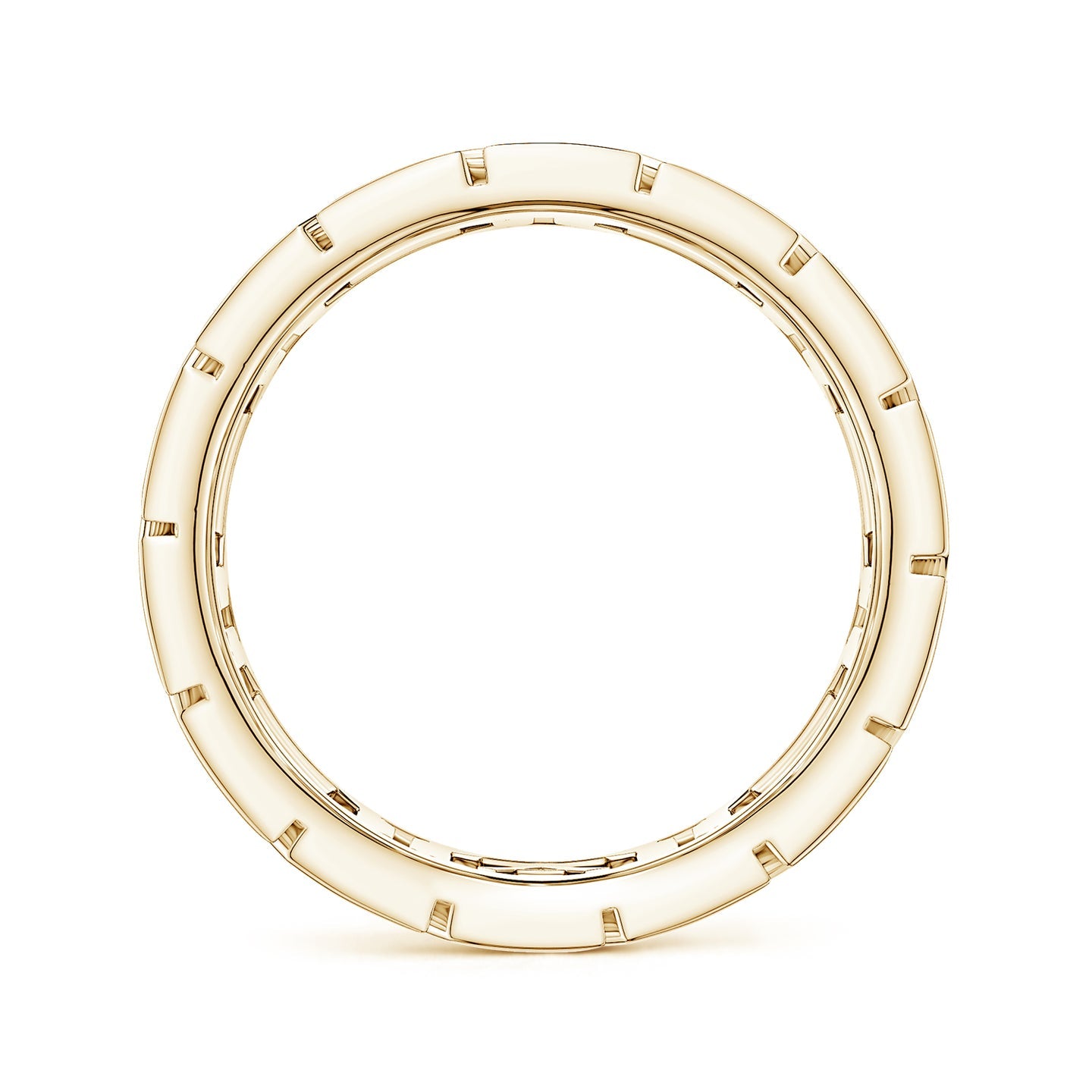 Pave-Set Lab-Grown Diamond Men's Octagon-Shaped Link Ring