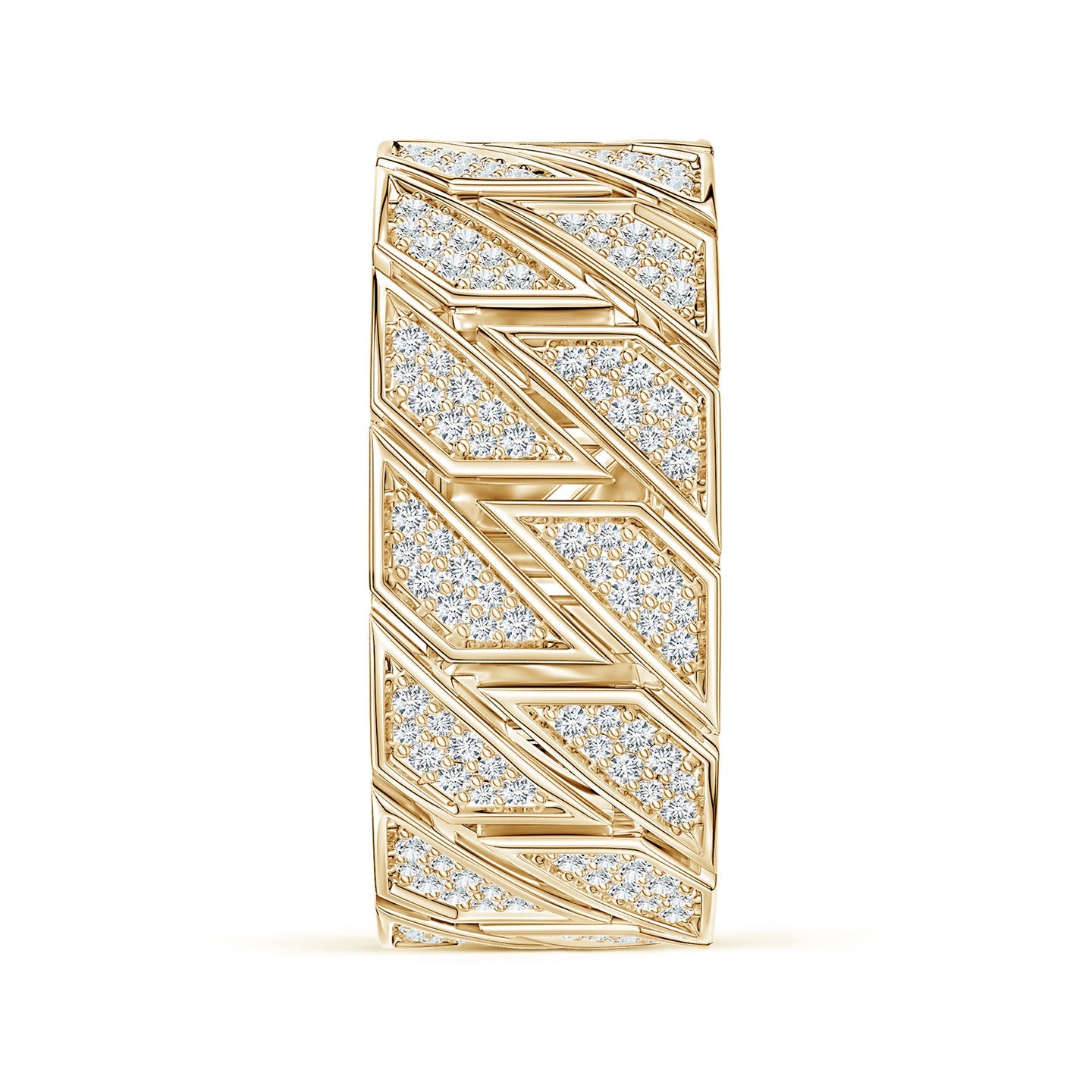 Pave-Set Lab-Grown Diamond Men's Octagon-Shaped Link Ring