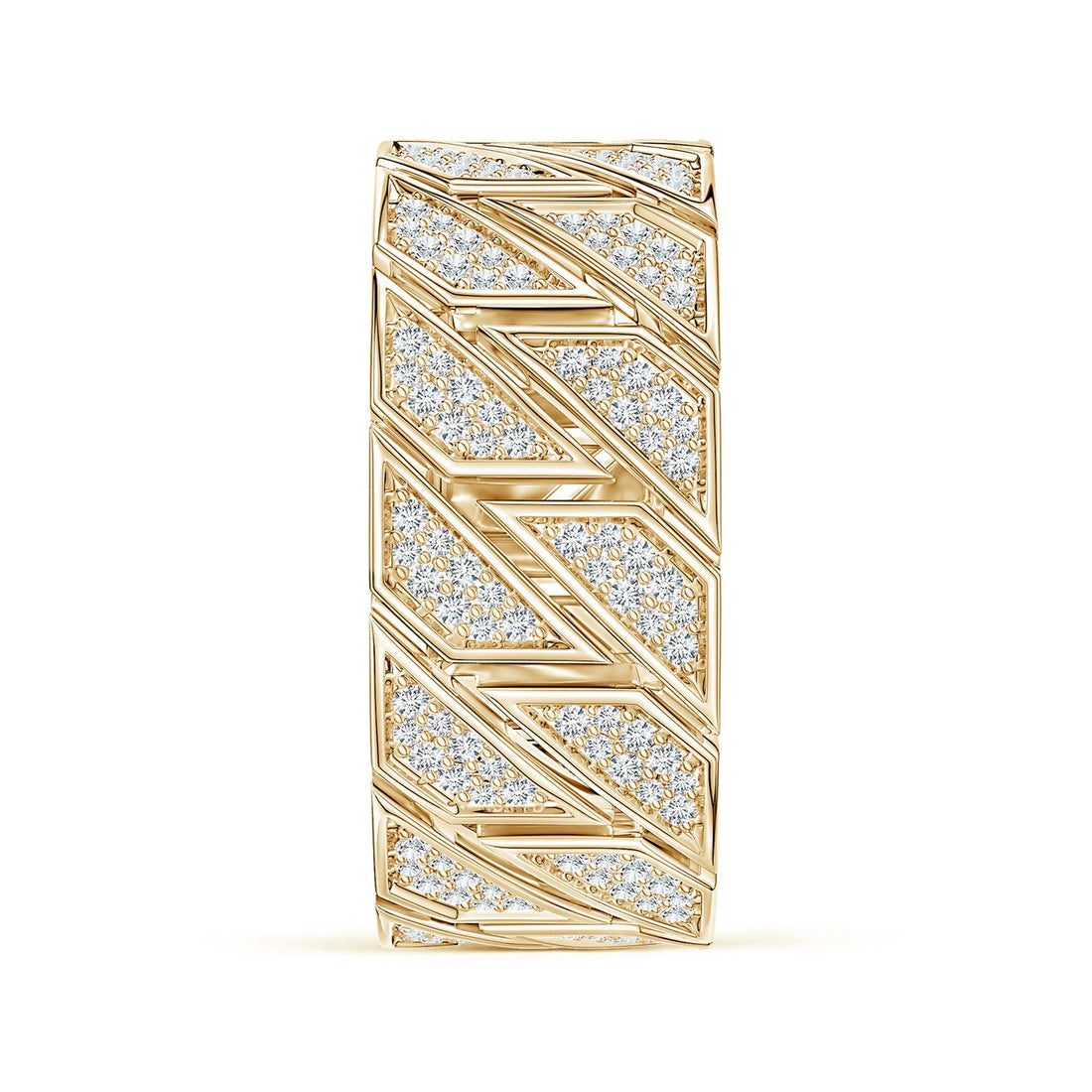 Pave-Set Lab-Grown Diamond Men's Octagon-Shaped Link Ring