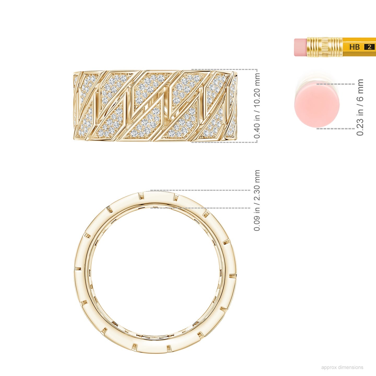 Pave-Set Lab-Grown Diamond Men's Octagon-Shaped Link Ring