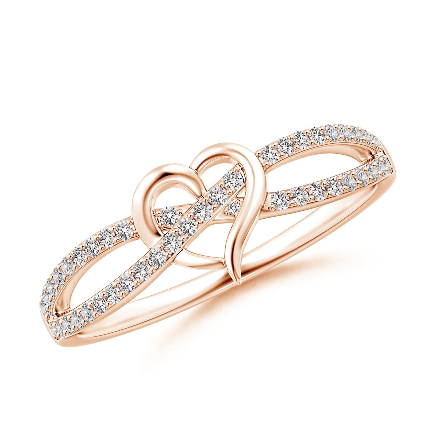Criss-Cross Heart Diamond Split Shank Ring