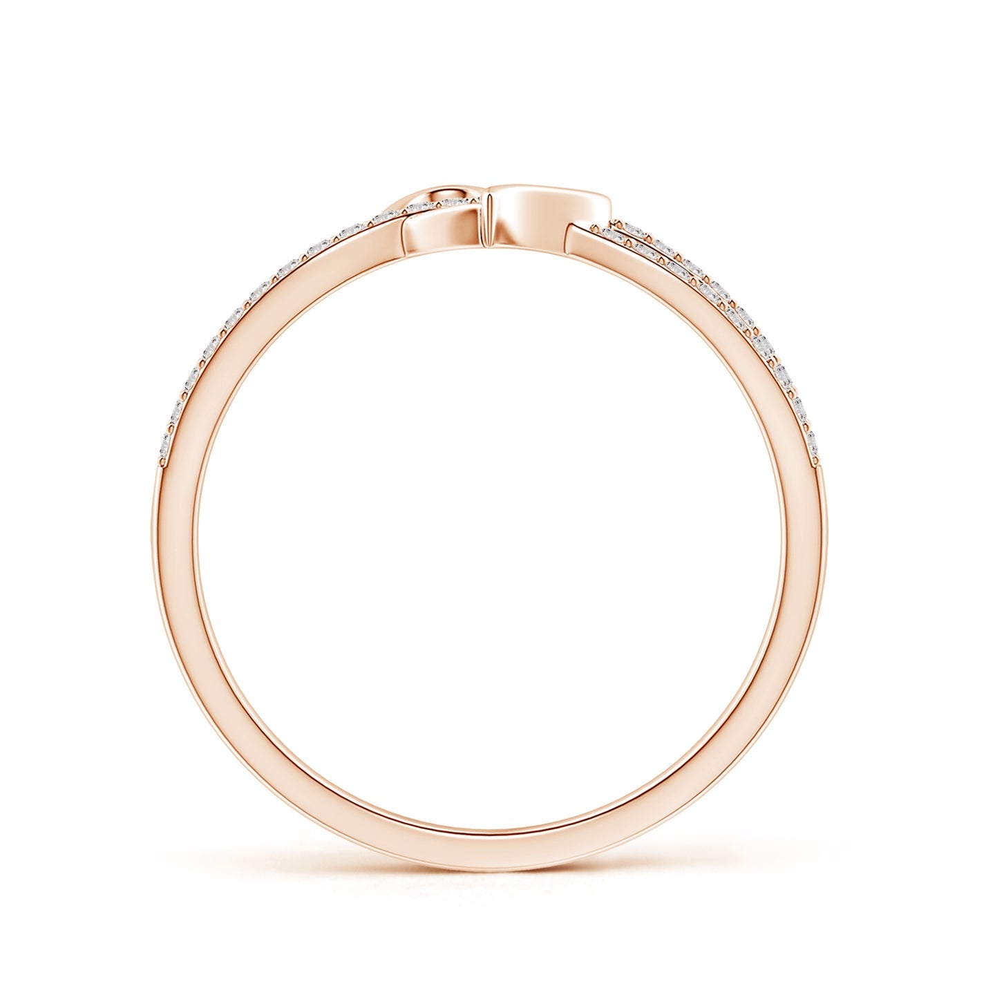 Criss-Cross Heart Diamond Split Shank Ring