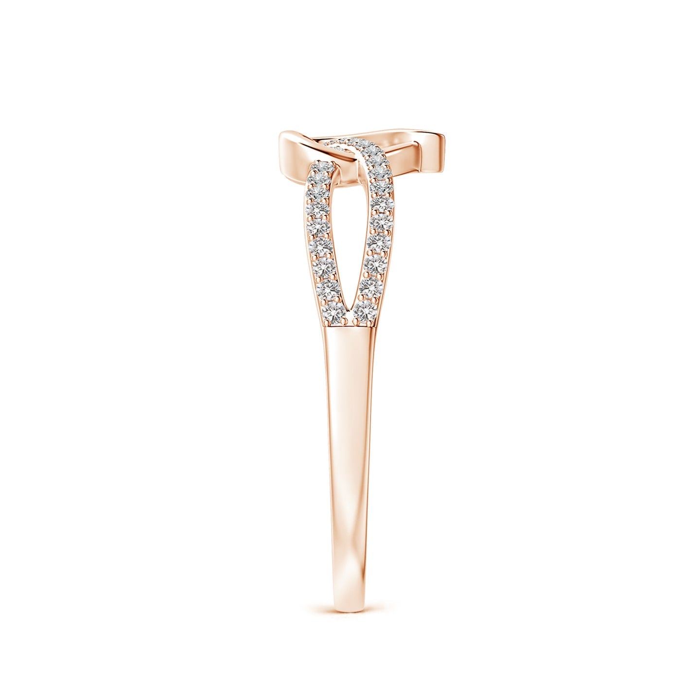 Criss-Cross Heart Diamond Split Shank Ring