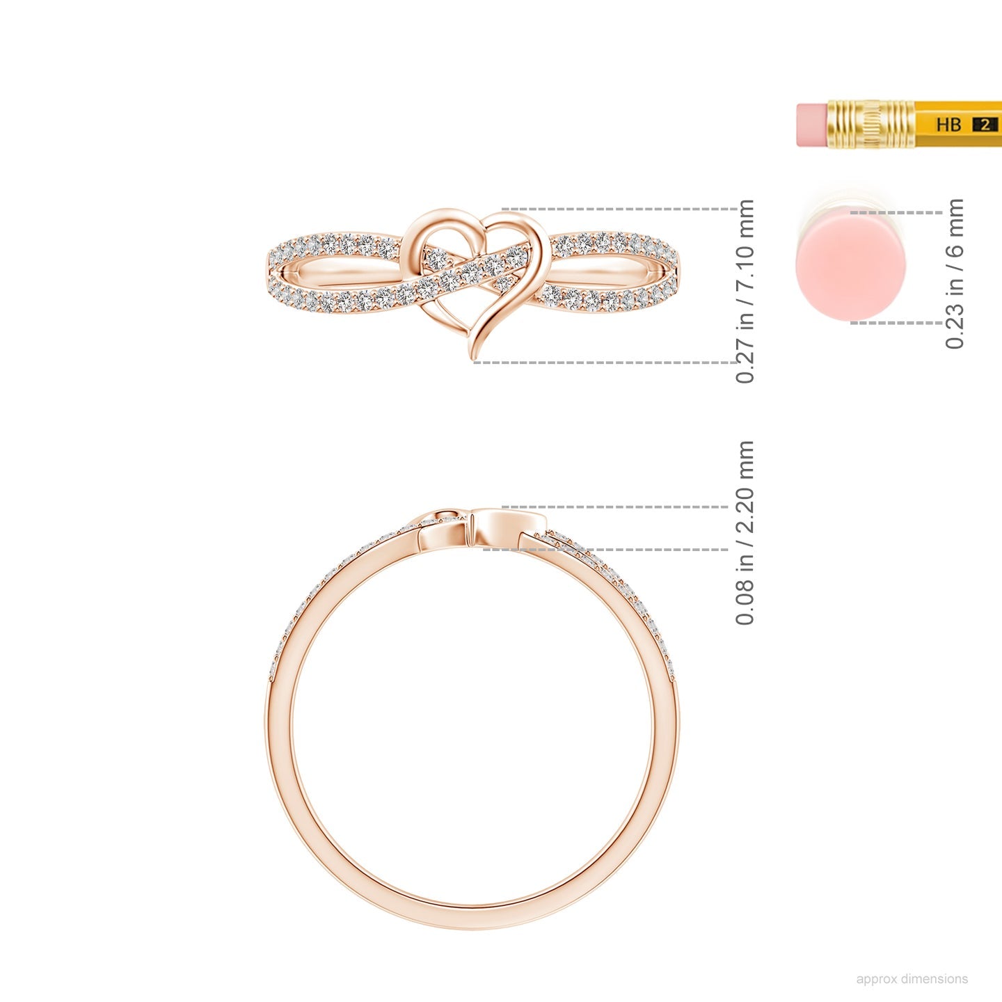 Criss-Cross Heart Diamond Split Shank Ring