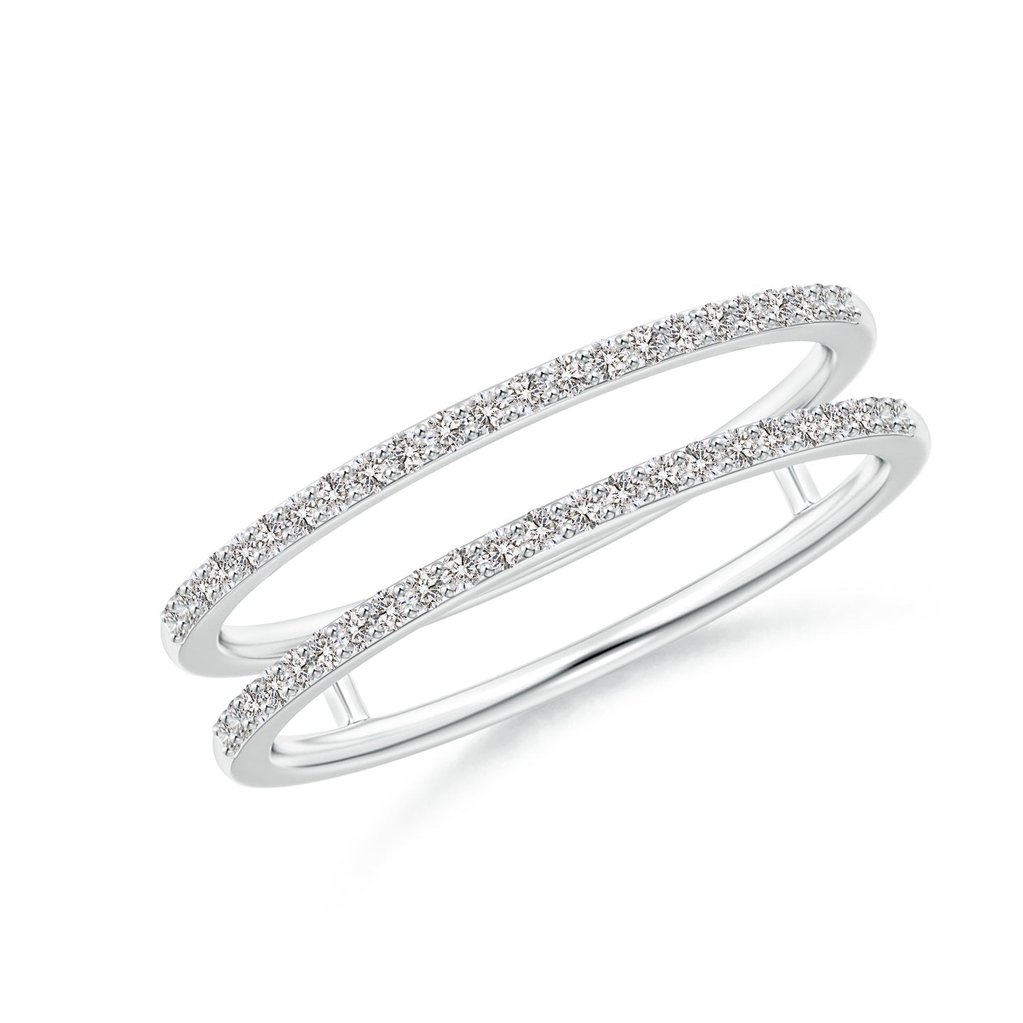 Double Band Pavé Diamond Engagement & Wedding Ring Set
