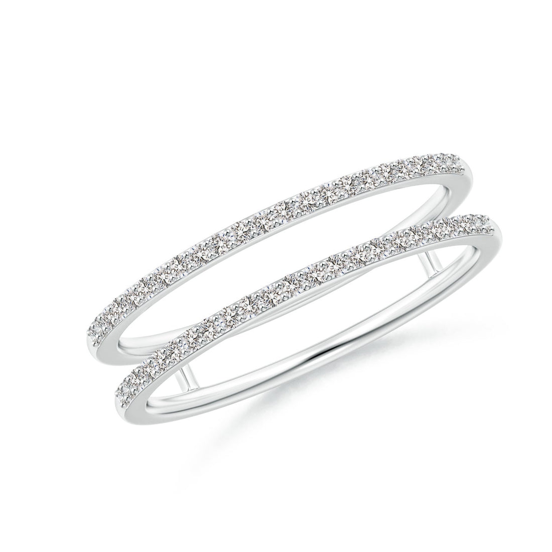 Double Band Pavé Diamond Engagement & Wedding Ring Set